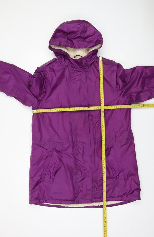 Cotton Traders Women Purple Hooded Parka Jacket Size 14 Polyester Lined