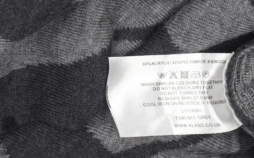 Klass Women’s Grey Geometric Knit Tunic Jumper Size S