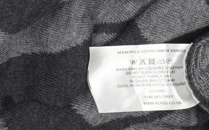 Klass Women’s Grey Geometric Knit Tunic Jumper Size S