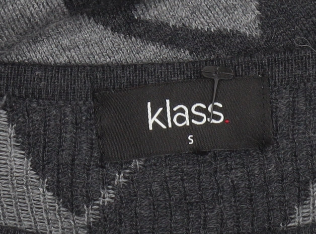 Klass Women’s Grey Geometric Knit Tunic Jumper Size S