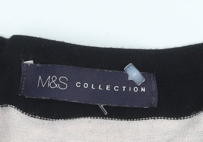 Marks and Spencer Women’s Black Striped Lace Knit Shift Dress Size 10