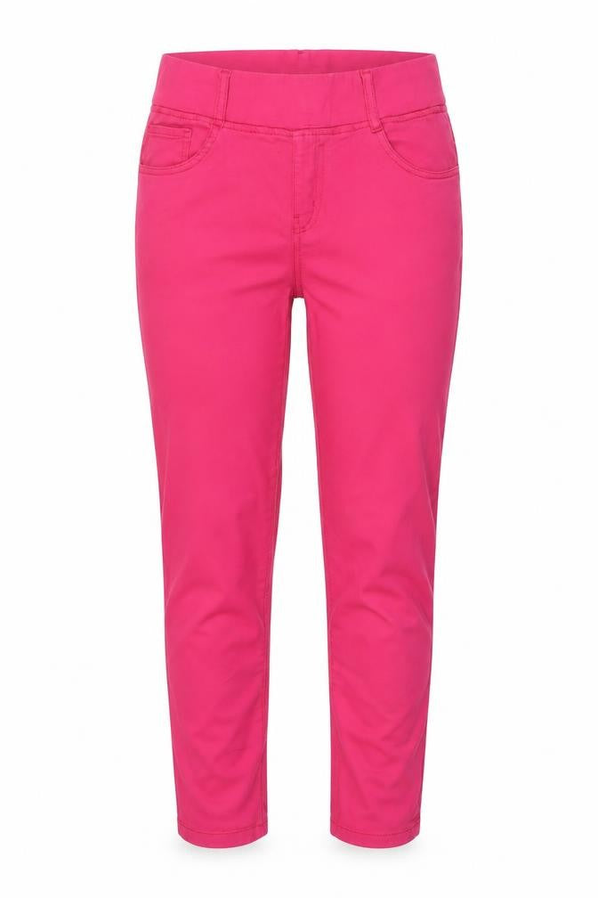 Front view of Gerard Women’s Pink Cotton Stretch Slim Trousers, size UK 10