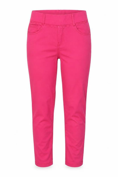 Front view of Gerard Women’s Pink Cotton Stretch Slim Trousers, size UK 10
