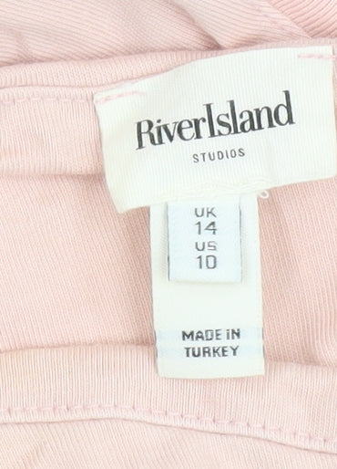 Womens UK Size 14 River Island Pink Basic Tank