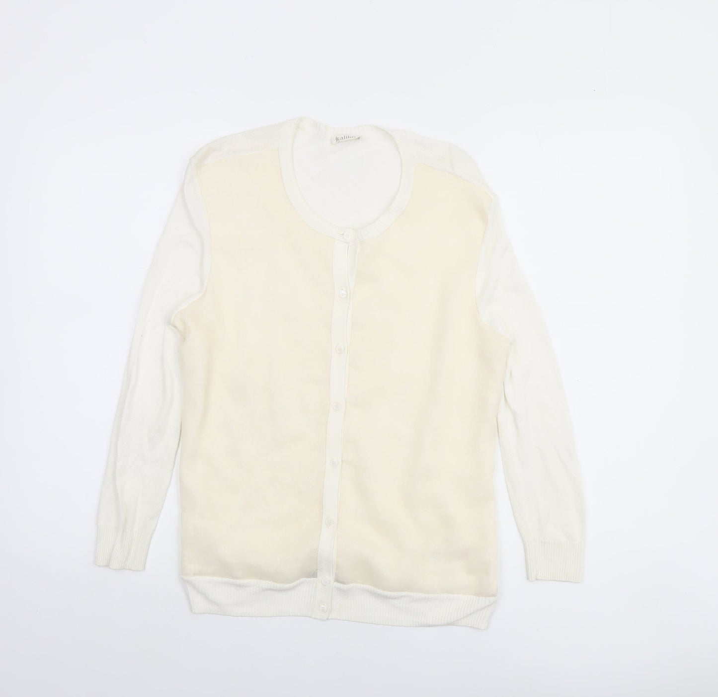 Kaliko Women’s Ivory Crew Neck Long Sleeve Cardigan Size 12