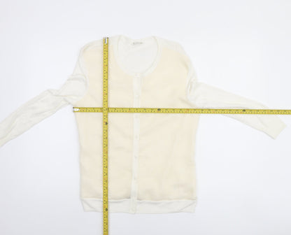 Kaliko Women’s Ivory Crew Neck Long Sleeve Cardigan Size 12