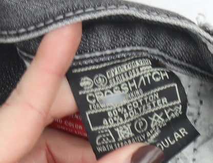 Crosshatch Men's Grey Charcoal Wash Regular Fit Straight Jeans W34