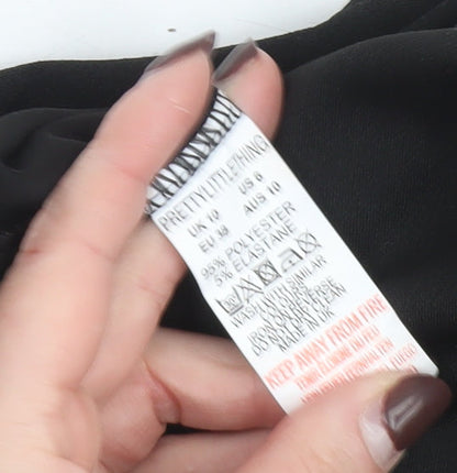 PrettyLittleThing Womens Black Neon Trim One Shoulder Jumpsuit UK 10