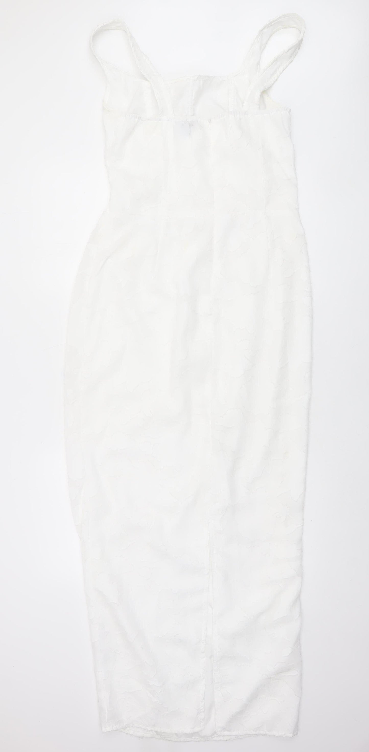 PrettyLittleThing Women White Size 14 Sleeveless Lace Bodycon Midi Dress