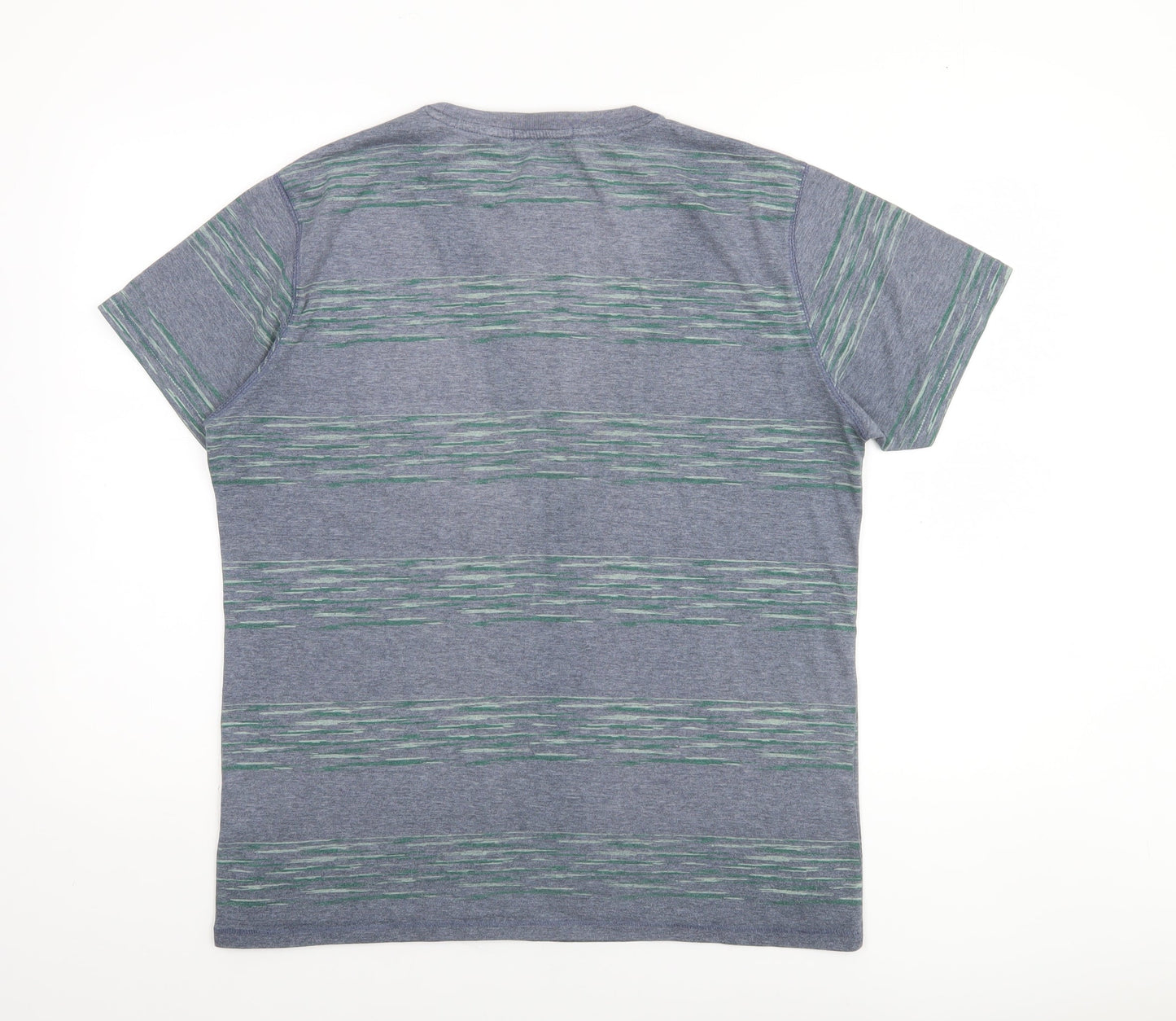 Threadbare Men's Blue Striped Short Sleeve Crew Neck T-Shirt Size L