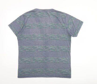 Threadbare Men's Blue Striped Short Sleeve Crew Neck T-Shirt Size L