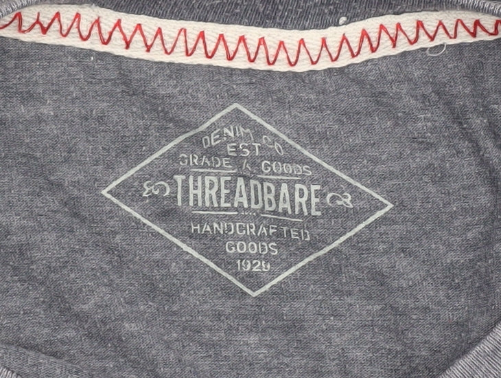 Threadbare Men's Blue Striped Short Sleeve Crew Neck T-Shirt Size L