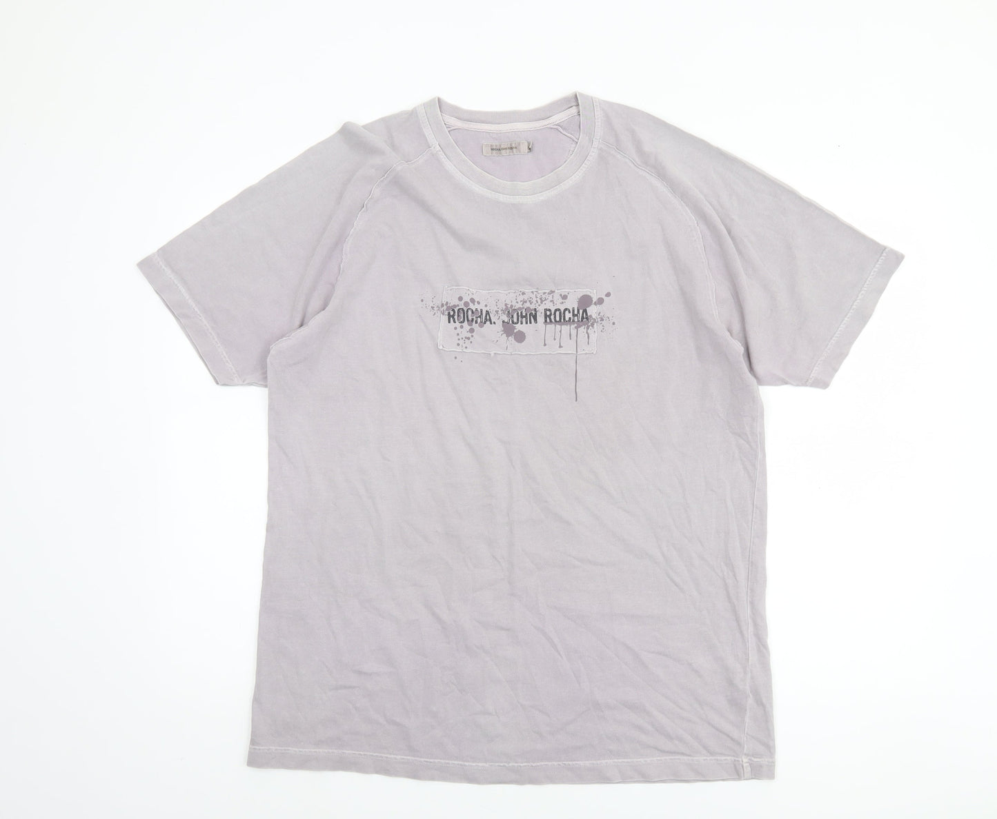 Rocha John Rocha Men's Grey Graphic Print Cotton T-Shirt Size L