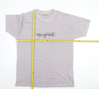 Rocha John Rocha Men's Grey Graphic Print Cotton T-Shirt Size L