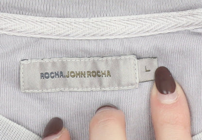 Rocha John Rocha Men's Grey Graphic Print Cotton T-Shirt Size L