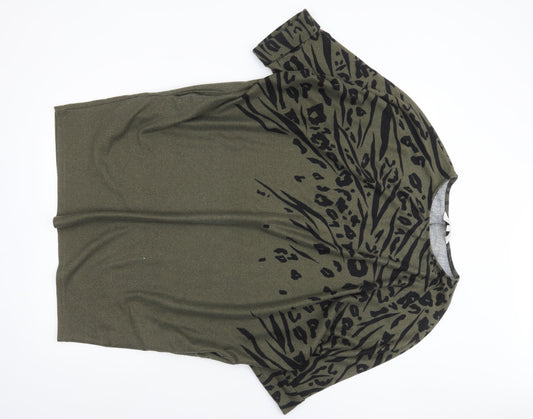 Apricot Womens Green Animal Print Relaxed Pullover Jumper Size 16