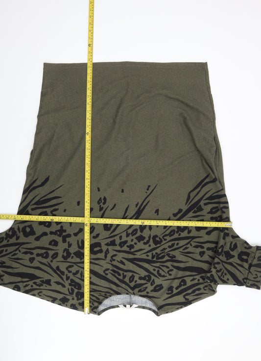 Apricot Womens Green Animal Print Relaxed Pullover Jumper Size 16