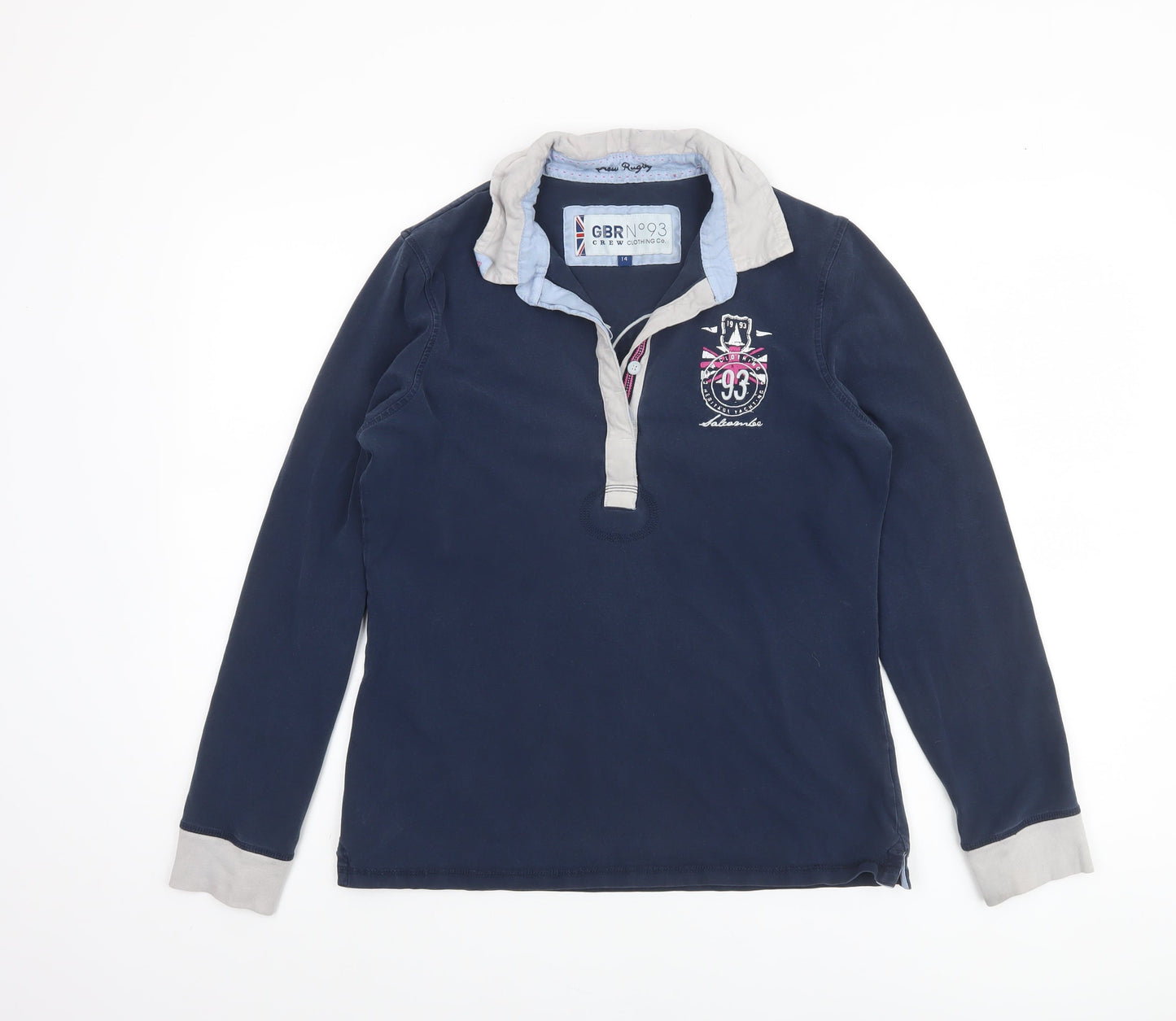 Crew Clothing Co. Women’s Blue Long Sleeve Polo Shirt Size 14