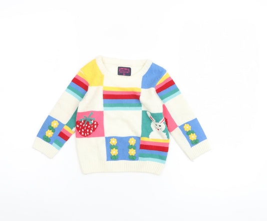 Frendz Unisex Baby Multicoloured Knit Pullover Jumper 12-18 Months Bunny Strawberry