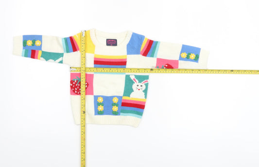 Frendz Unisex Baby Multicoloured Knit Pullover Jumper 12-18 Months Bunny Strawberry