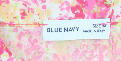 Womens UK Size M Blue Navy Pink Cropped Blouse