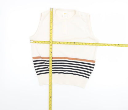 Littlewoods Women’s Ivory Striped Sleeveless Knit Vest Jumper Size 10