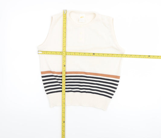 Littlewoods Women’s Ivory Striped Sleeveless Knit Vest Jumper Size 10
