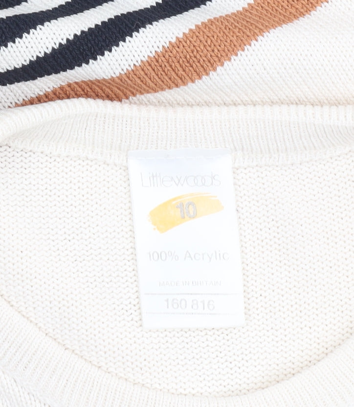 Littlewoods Women’s Ivory Striped Sleeveless Knit Vest Jumper Size 10