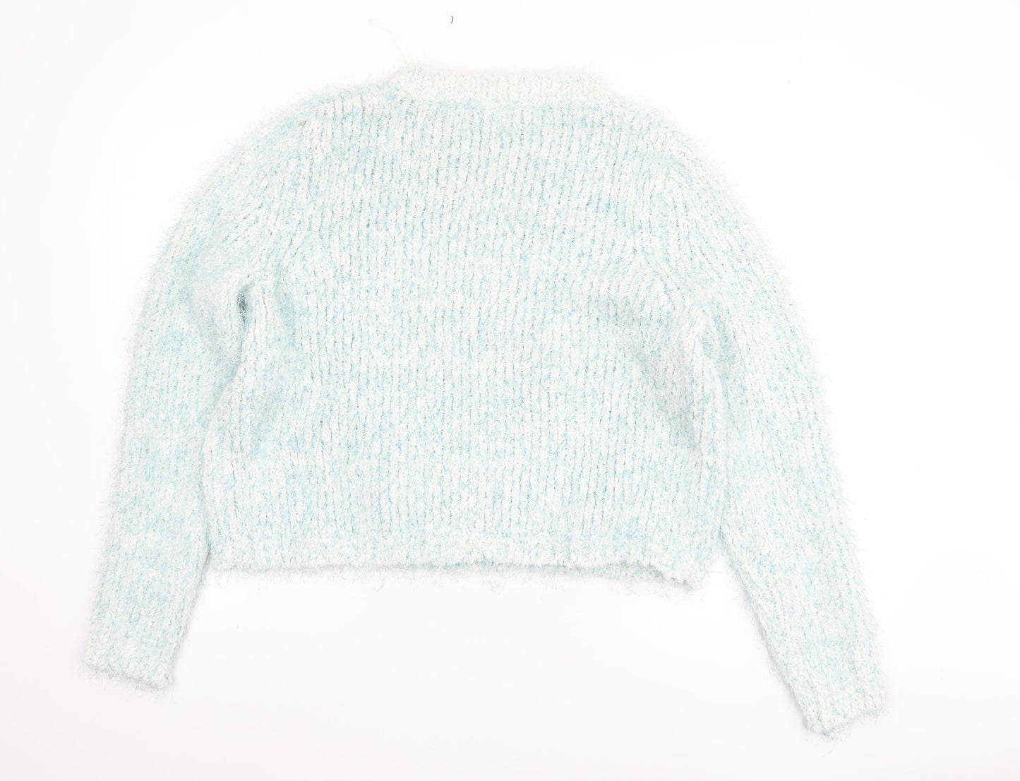 F&F Women Blue Chunky-Knit Crew Neck Long Sleeve Pullover Jumper Size 16