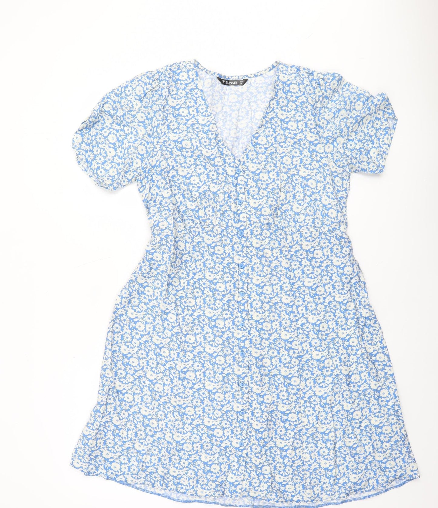 Dunnes Women Blue Floral Viscose Fit & Flare Dress Size 14