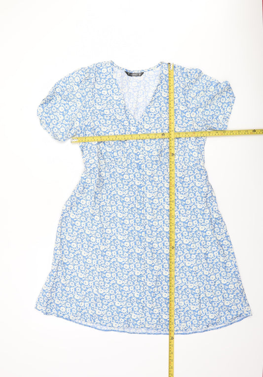 Dunnes Women Blue Floral Viscose Fit & Flare Dress Size 14