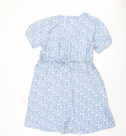 Dunnes Women Blue Floral Viscose Fit & Flare Dress Size 14