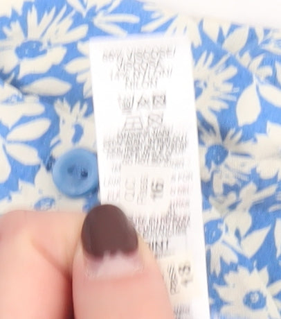 Dunnes Women Blue Floral Viscose Fit & Flare Dress Size 14