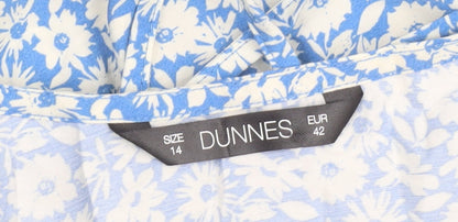 Dunnes Women Blue Floral Viscose Fit & Flare Dress Size 14
