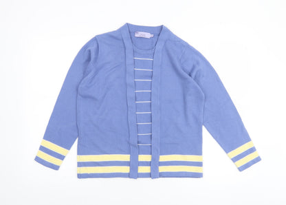 Honor Millburn Women's Blue Striped Open Knit Cardigan Size S 10-12