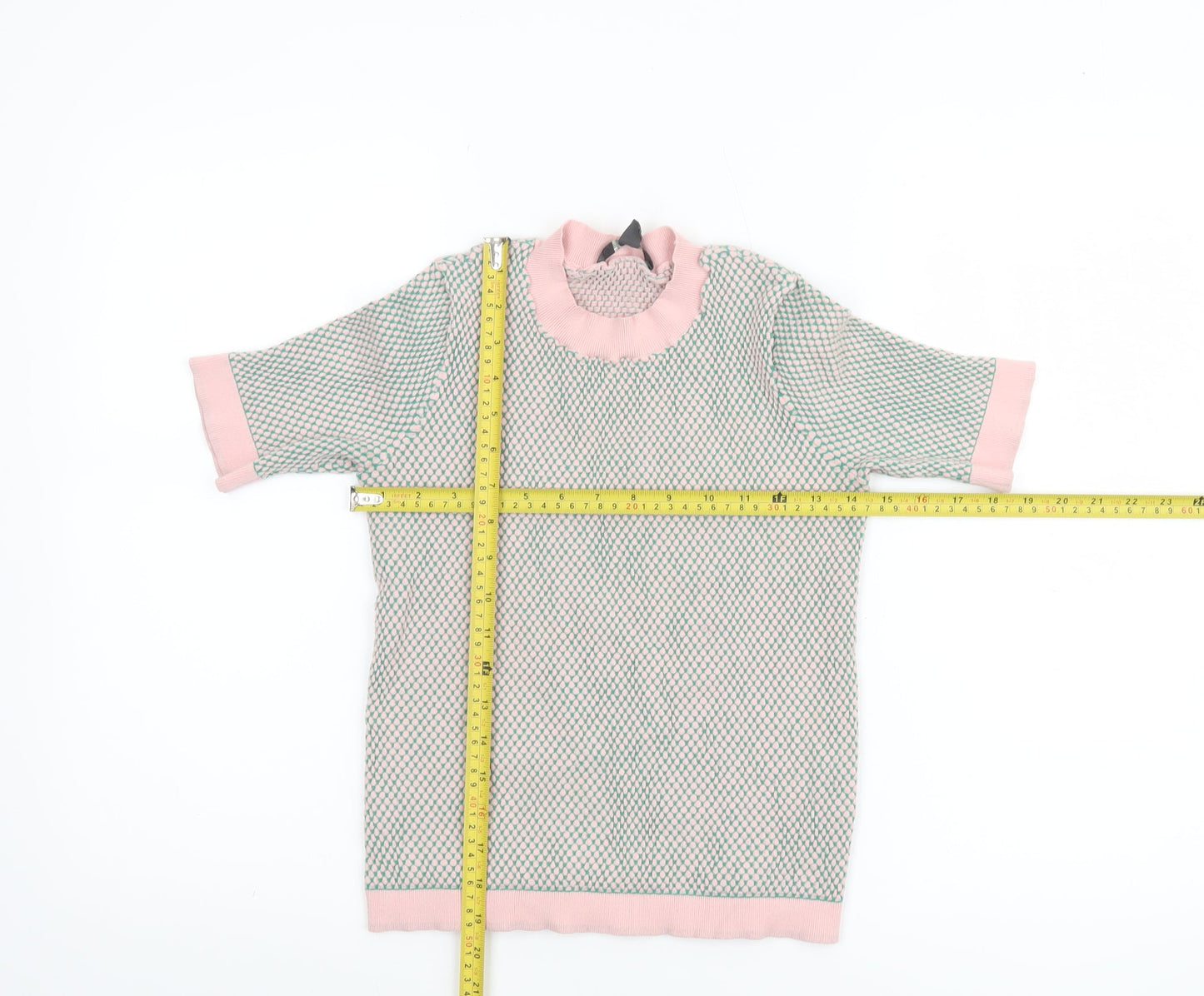 Esprit Women's Pink XS Mock Neck Short Sleeve Knit Top