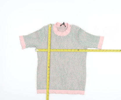 Esprit Women's Pink XS Mock Neck Short Sleeve Knit Top