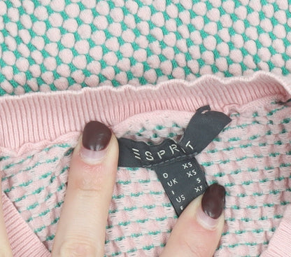 Esprit Women's Pink XS Mock Neck Short Sleeve Knit Top