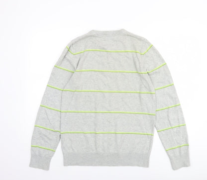 Soul Cal Men's Grey Striped Cotton Pullover Jumper Size S