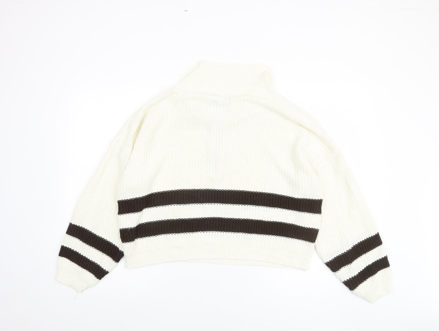 Womens UK Size S Pink Vanilla White Half Zip Jumper