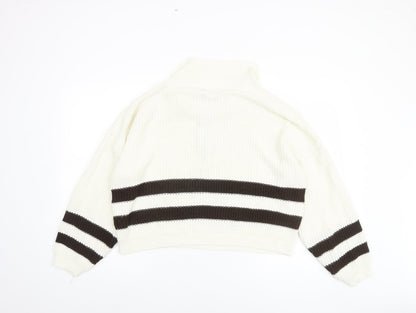 Womens UK Size S Pink Vanilla White Half Zip Jumper