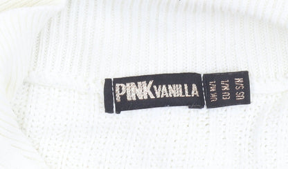 Womens UK Size S Pink Vanilla White Half Zip Jumper