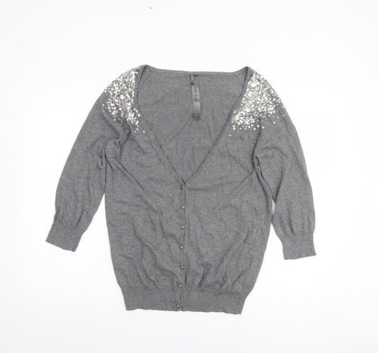 Womens UK Size 14 Evie Grey Cardigan Jumper