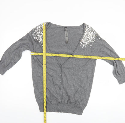 Womens UK Size 14 Evie Grey Cardigan Jumper
