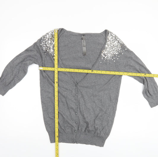Womens UK Size 14 Evie Grey Cardigan Jumper