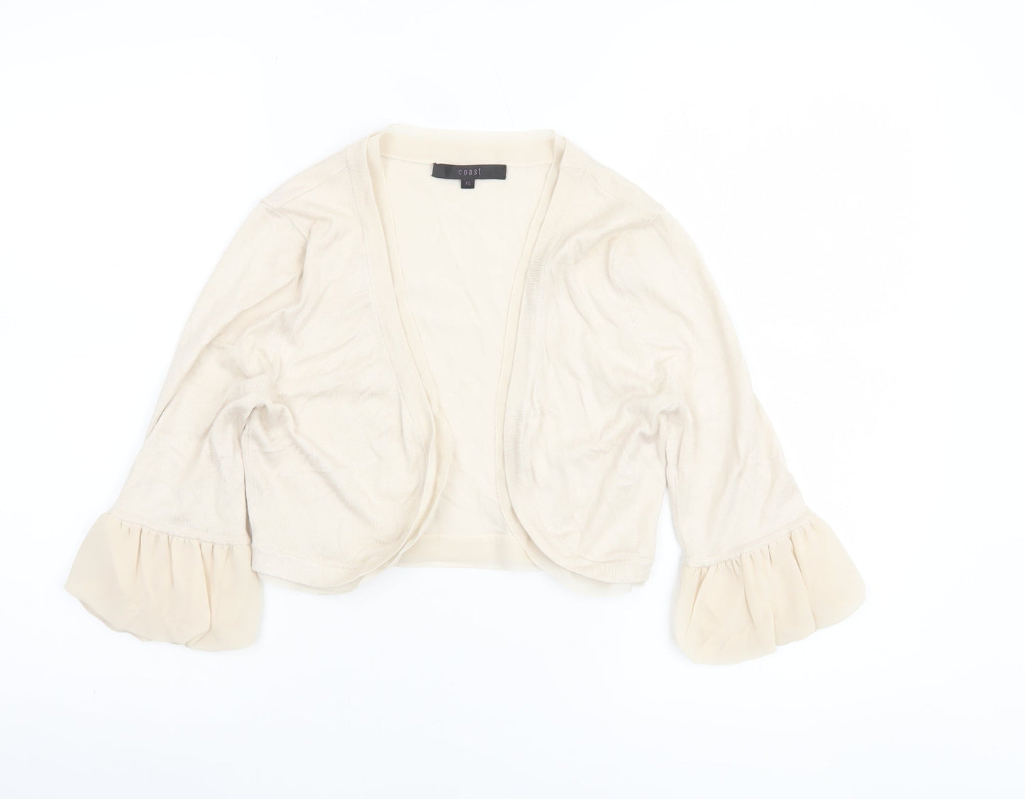 Coast Women’s Ivory Ruffle Sleeve Open Knit Cardigan XS