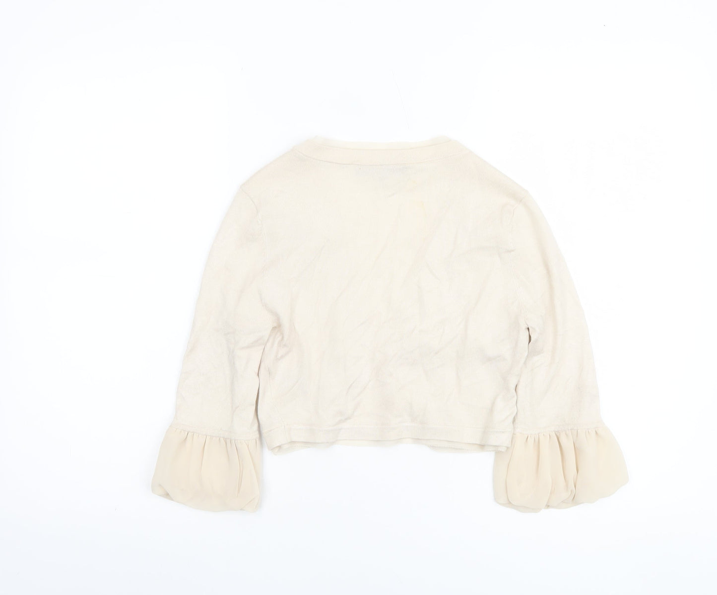 Coast Women’s Ivory Ruffle Sleeve Open Knit Cardigan XS