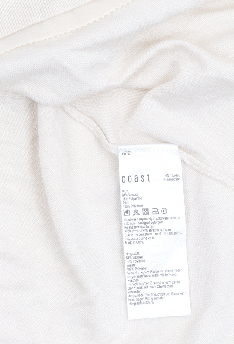 Coast Women’s Ivory Ruffle Sleeve Open Knit Cardigan XS