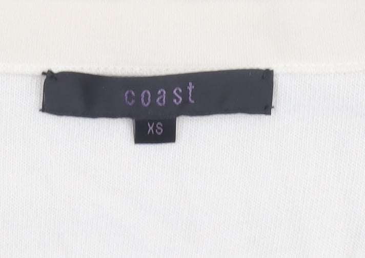 Coast Women’s Ivory Ruffle Sleeve Open Knit Cardigan XS