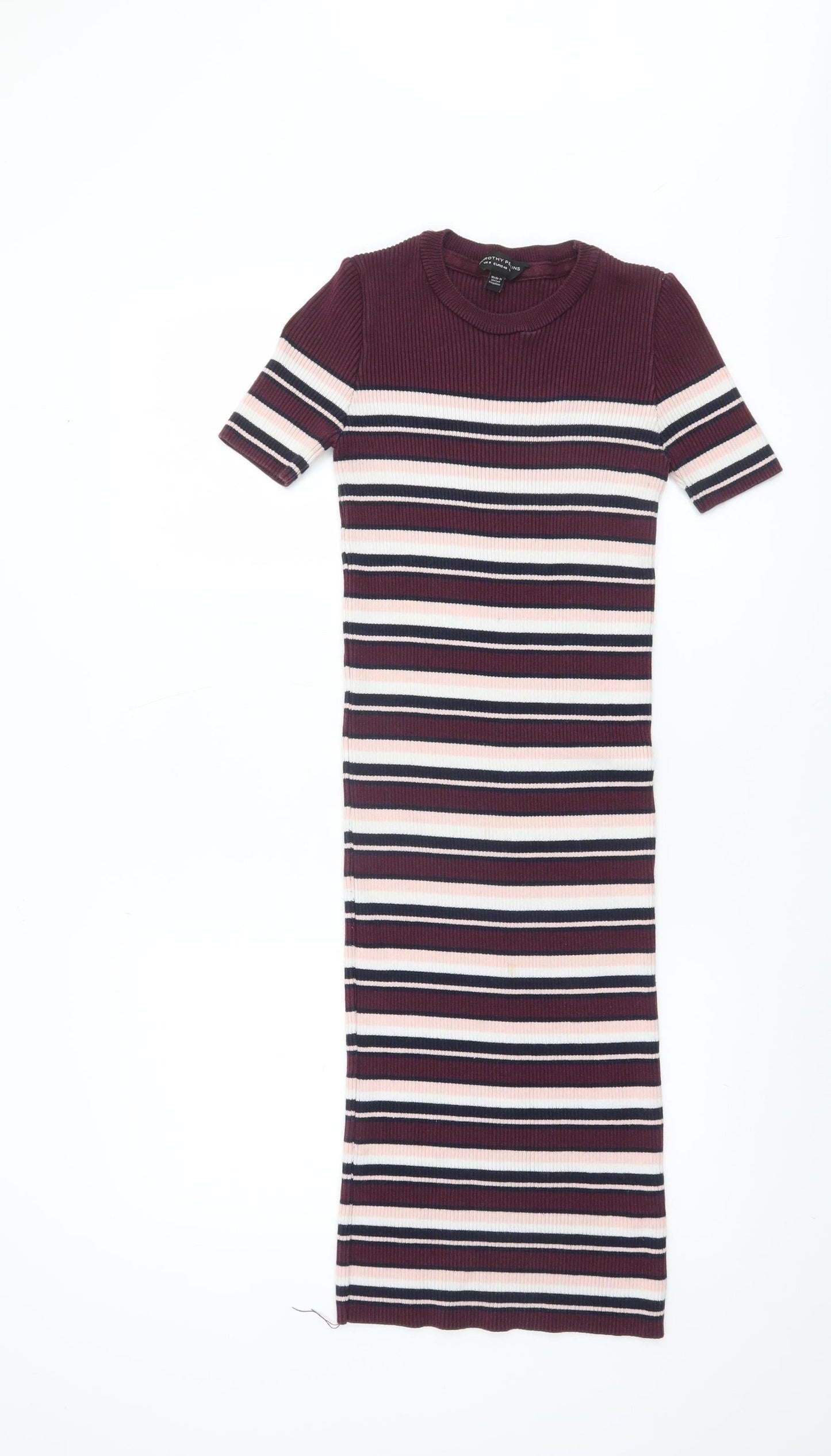 Dorothy Perkins Women’s Multicoloured Striped Midi Bodycon Dress Size 12